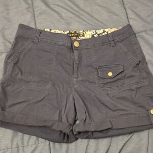 one 5 one Navy Utility Roll-Cuff Shorts with Pocket Flap